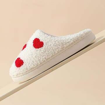 YJEUS Women's Men's Heart Heart Slippers Strawberry Cherry Mushroom Slippers Evil Eye Slippers Cartoon Animal Cat Slippers Memory Foam Cozy Plush Slippers Couple Indoor Household Slippers, Little