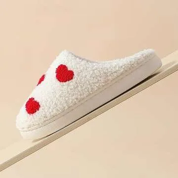 YJEUS Women's Men's Heart Heart Slippers Strawberry Cherry Mushroom Slippers Evil Eye Slippers Cartoon Animal Cat Slippers Memory Foam Cozy Plush Slippers Couple Indoor Household Slippers, Little