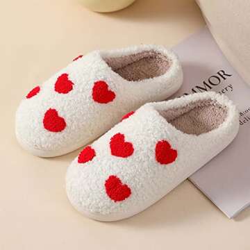 YJEUS Women's Men's Heart Heart Slippers Strawberry Cherry Mushroom Slippers Evil Eye Slippers Cartoon Animal Cat Slippers Memory Foam Cozy Plush Slippers Couple Indoor Household Slippers, Little