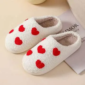 YJEUS Women's Men's Heart Heart Slippers Strawberry Cherry Mushroom Slippers Evil Eye Slippers Cartoon Animal Cat Slippers Memory Foam Cozy Plush Slippers Couple Indoor Household Slippers, Little