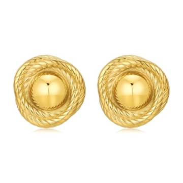 Dckazz Chunky Vintage Round Gold Earrings - Trendy Old Money Jewelry