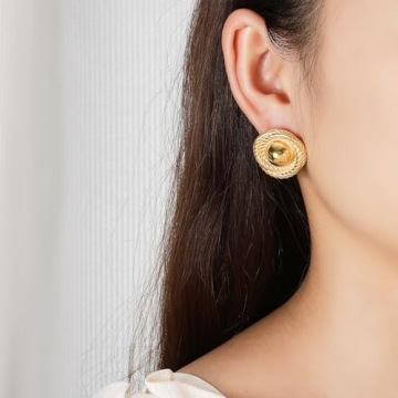 Vintage Round Gold Earrings - Statement Jewelry for Women