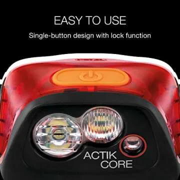 PETZL ACTIK CORE Headlamp - Rechargeable, Compact 450 Lumen Light with Red Lighting for Hiking, Climbing, and Camping - Black