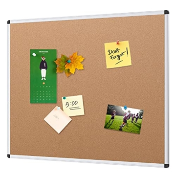 VIZ-PRO Cork Notice Board – Versatile Cork & Whiteboard, 48x36 Inches, Silver Frame