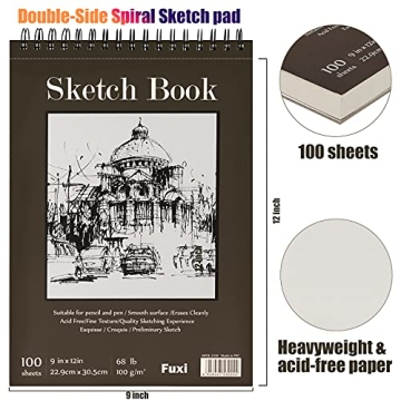 Sketch Book 9x12 - 100 Sheets for Artists and Kids