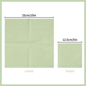 100 Pack Cocktail Napkin 2-Ply Dessert Napkins Folded 5 x 5 Inches Disposable Napkins for Dinner Wed...