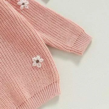 Mubineo Baby Girl Flower Embroidery Sweater for Winter