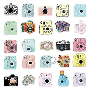 Camera Stickers - 50 Pcs Cartoon Lovely PVC Kawaii Decals Funny Vinyl Decoration DIY Decor for Teens (Camera Sticker)