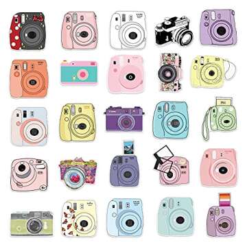 Camera Stickers - 50 Pcs Cartoon Lovely PVC Kawaii Decals Funny Vinyl Decoration DIY Decor for Teens (Camera Sticker)