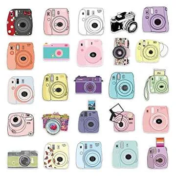 Camera Stickers - 50 Pcs Cartoon Lovely PVC Kawaii Decals Funny Vinyl Decoration DIY Decor for Teens (Camera Sticker)