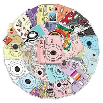 Camera Stickers - 50 Pcs Cartoon Lovely PVC Kawaii Decals Funny Vinyl Decoration DIY Decor for Teens (Camera Sticker)