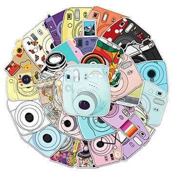 Camera Stickers - 50 Pcs Cartoon Lovely PVC Kawaii Decals Funny Vinyl Decoration DIY Decor for Teens (Camera Sticker)