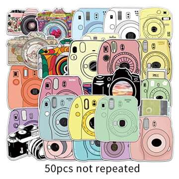 Camera Stickers - 50 Pcs Cartoon Lovely PVC Kawaii Decals Funny Vinyl Decoration DIY Decor for Teens (Camera Sticker)