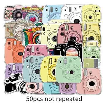 Camera Stickers - 50 Pcs Cartoon Lovely PVC Kawaii Decals Funny Vinyl Decoration DIY Decor for Teens (Camera Sticker)