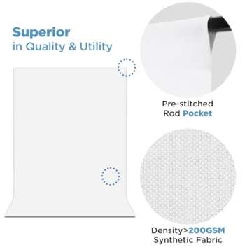 Julius Studio 10 x 20 ft. Pure White Backdrop Screen Background Super Large, Premium A+ Grade Fabric, Soft & Higher Density 200GSM for Professional Photo Video Studio, Events, Party, JSAG210