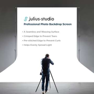 Julius Studio 10 x 20 ft. Pure White Backdrop Screen Background Super Large, Premium A+ Grade Fabric, Soft & Higher Density 200GSM for Professional Photo Video Studio, Events, Party, JSAG210