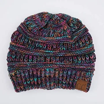 C.C Cable Knit Beanie - Thick & Warm (Black Multi)