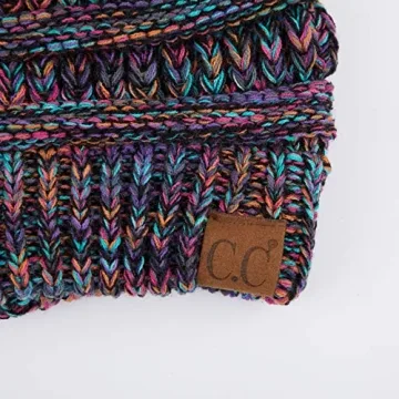 C.C Cable Knit Beanie - Thick & Warm (Black Multi)