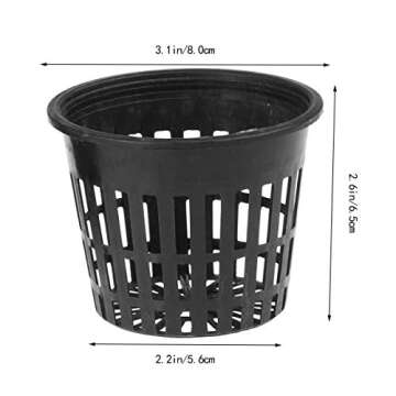 Yardwe 10PCS Garden Net Cup Pots Plastic Hydroponics Net Pot Bucket Basket for Hydroponics Supplies 3.15 X 2.5 Inch (Black)
