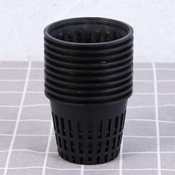 Yardwe 10PCS Garden Net Cup Pots Plastic Hydroponics Net Pot Bucket Basket for Hydroponics Supplies 3.15 X 2.5 Inch (Black)