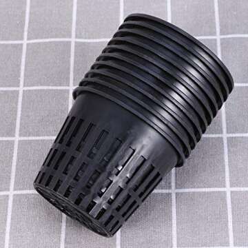 Yardwe 10PCS Garden Net Cup Pots Plastic Hydroponics Net Pot Bucket Basket for Hydroponics Supplies 3.15 X 2.5 Inch (Black)
