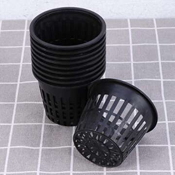 Yardwe 10PCS Garden Net Cup Pots Plastic Hydroponics Net Pot Bucket Basket for Hydroponics Supplies 3.15 X 2.5 Inch (Black)
