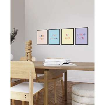 HAUS AND HUES Inspirational Wall Art Print Quotes - Set of 4 Motivational Art Prints Posters for Teen Girls Room | Positive Be Kind Wall Decor for Girls Bedroom Minimalist (Unframed, 8x10)