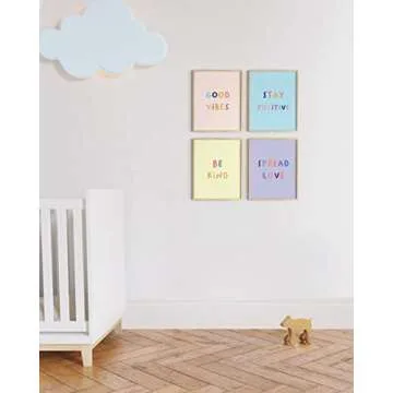 HAUS AND HUES Inspirational Wall Art Print Quotes - Set of 4 Motivational Art Prints Posters for Teen Girls Room | Positive Be Kind Wall Decor for Girls Bedroom Minimalist (Unframed, 8x10)