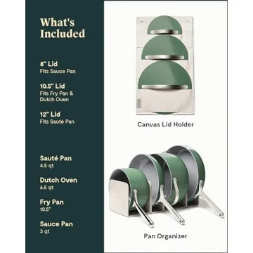 Caraway Nonstick Ceramic Cookware Set 12 Pieces - Sage