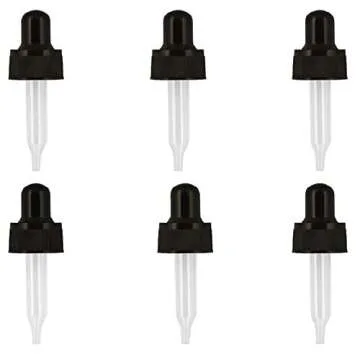 Year of Plenty Glass Eye Droppers for 5ml Essential Oil Bottles | 6-Pack | Black | Compatible with d...