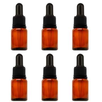 Year of Plenty Glass Eye Droppers for 5ml Essential Oil Bottles | 6-Pack | Black | Compatible with doTERRA, Young Living, Plant Therapy, Rocky Mountain, Edens Garden, Plant Guru