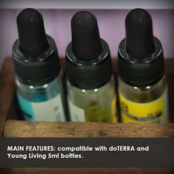 Year of Plenty Glass Eye Droppers for 5ml Essential Oil Bottles | 6-Pack | Black | Compatible with doTERRA, Young Living, Plant Therapy, Rocky Mountain, Edens Garden, Plant Guru