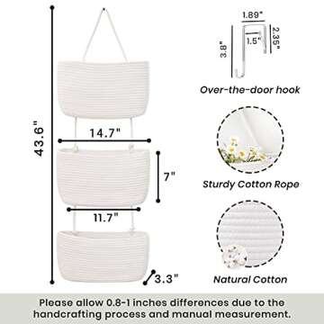 JS HOME Cotton Over Door Hanging Basket - Stylish Organizer