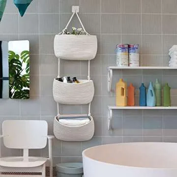 JS HOME Cotton Over Door Hanging Basket - Stylish Organizer