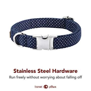 Lionet Paws Boy Dog Collar with Bowtie, Comfortable Adjustable Cute Navy Blue Bow Tie Collar for Mal...