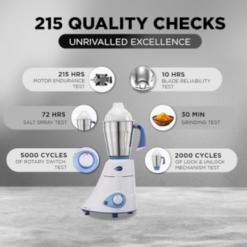Preethi Blue Leaf Platinum 550W Mixer Grinder for Indian Cooking