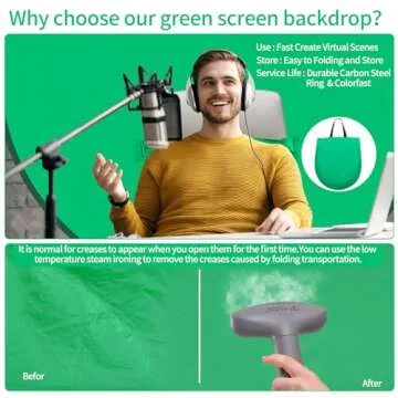 Collapsible Green Screen Chair for Streaming and Photography