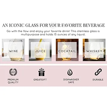 C & M Personal Gifts Buddha Engraved Stemless Wine Glass (Pack of 1) –Yoga Wine Glass, Let that Sh** Go Funny Glass, 17 Oz Glass Gift for Him or Her, Made in USA