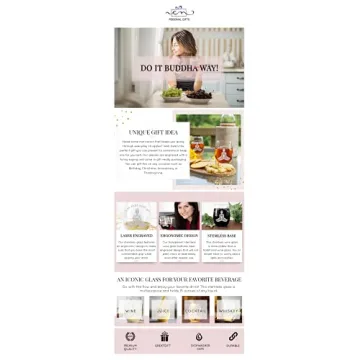 C & M Personal Gifts Buddha Engraved Stemless Wine Glass (Pack of 1) –Yoga Wine Glass, Let that Sh** Go Funny Glass, 17 Oz Glass Gift for Him or Her, Made in USA