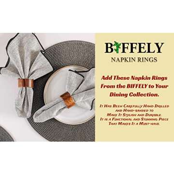 BIFFELY 12PCS Wooden Napkin Rings, Acacia Wood Napkin Rings Buckles for Table Decoration, Wedding, Dinner, Holiday Napkin Holders for Dining, Birthday, Christmas, Easter, Fall, Party of Table Setting