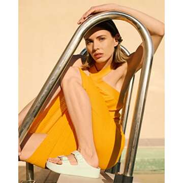 Lemon Jelly Women's Platform Sandals - Casual Double-Buckled Water-Friendly Wedges for Beach - Comfortable, Lightweight Slip-On Sandals for Ladies - Cute, Versatile Chunky Summer Slides - Desert