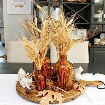 MHMJON 300PCS Dried Flowers Dried Wheat Stalks for Decor 16" Dry Flowers Dried Flowers Arrangement for Home Wedding Party Table Centerpieces DIY Design Farmhouse Decor