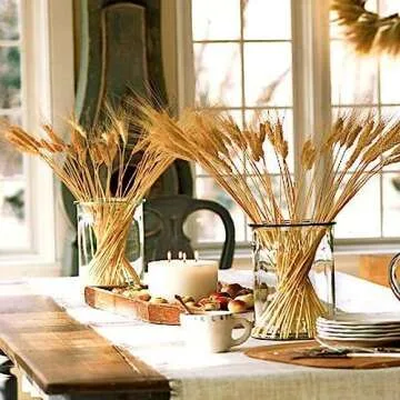 MHMJON 300PCS Dried Flowers Dried Wheat Stalks for Decor 16" Dry Flowers Dried Flowers Arrangement for Home Wedding Party Table Centerpieces DIY Design Farmhouse Decor