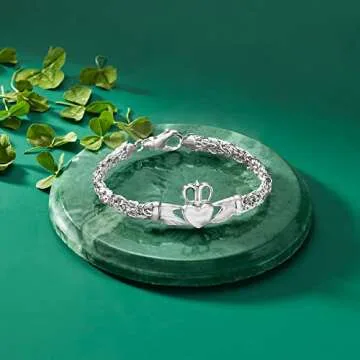 Ross-Simons Sterling Silver Byzantine Claddagh Bracelet. 8 inches