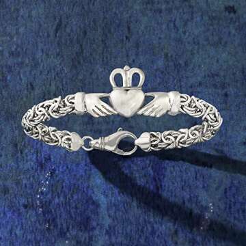 Ross-Simons Sterling Silver Byzantine Claddagh Bracelet. 8 inches