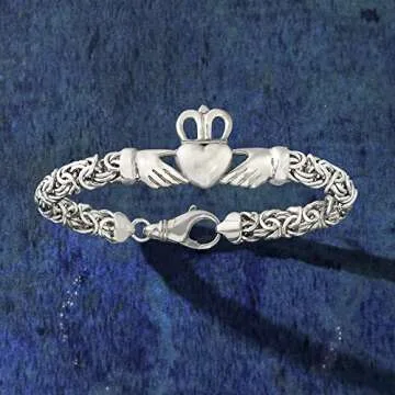 Ross-Simons Sterling Silver Byzantine Claddagh Bracelet. 8 inches