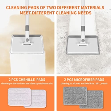 TIMIVO Baseboard Cleaner Tool with Handle,Wall Cleaner Mop Baseboard Buddy with Extension Pole and 4 Reusable Cleaning Pads. Mop Quickly Clean Walls, Baseboards and Ceilings.