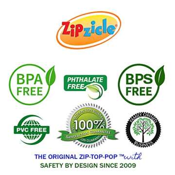 Zipzicle 100 Recyclable Ice Popsicle Mold Bags | BPA free Freezer Tubes with strong Zip Lock Seals | Original Patented | Make Cocktail Pops, Fruit Bars, Healthy Snacks | Family Parties, clear (ZIP100)