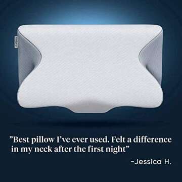 SUTERA - Dream Deep Memory Foam Pillow for Sleeping, Cervical Pillow for Neck Pain Orthopedic Contour Pillow with Washable Cover (Grey)