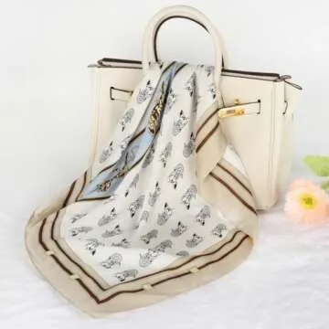 EXTREE Fashion Silky Satin Headscarf for Women Girls: Exquisite Pattern Lightweight Silk Graceful Scarfs 27.5 x 27.5 inches